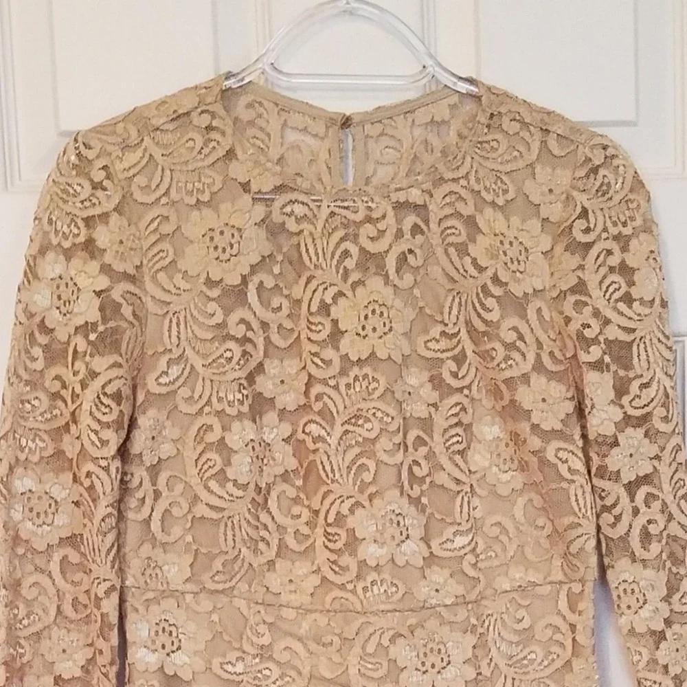 Nanette Lepore Gold Lace Dress Size 2 - Picture 5 of 8